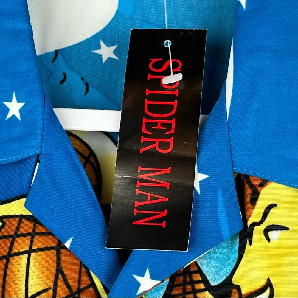 Spider-Man Short Sleeve Shirt Size‎ Large Blue Black - Picture 5 of 15